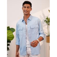 LOCOMOTIVE Men Blue Solid/Plain Casual Shirt