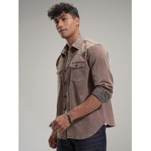 LOCOMOTIVE Men Tan Solid/Plain Casual Shirt