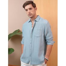 LOCOMOTIVE Men Blue Solid/Plain Casual Shirt