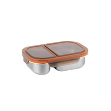 YELONA 2 Grid Stainless Steel Lunch Box 800Ml- Black Lid