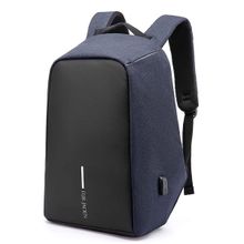 FUR JADEN Navy Anti Theft Backpack 15.6 Laptop Bag with USB Charging Port and Water Resistant Fabric