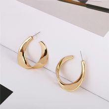 OOMPH Jewellery Gold Tone Vintage Retro Style Quirky Shape Fashion Half Hoop Earrings