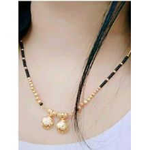 Digital Dress Room Gold Plated 2 Vati Pendant Black Gold Beads Short Mangalsutra