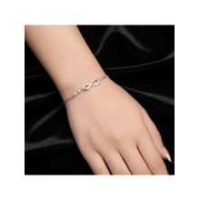 Jazz and Sizzle Silver Plated Cz Studded Infinity Adjustable Bracelet