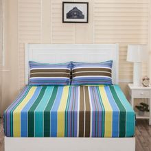 Inhouse by Maspar Donatella Isabella Blue Print 210TC Cotton Double Bed Sheet With 2 Pillow Covers