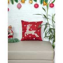Zeba World 1 Christmas Reindeer Cushion Cover for Sofa Bed (16x16 Inches)