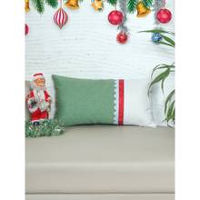 Zeba World Christmas Polycanvas Cushion Cover Patchwork with Laces Multicolor (12x22in)