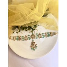 XAGO Le Julian Blue Gold Plated Moissanite Studded Mathapatti