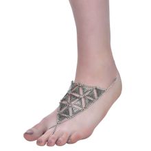 Femnmas Silver Beach Barefoot Triangular Design Toe Ring Anklet