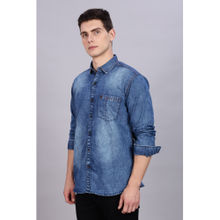KUONS AVENUE Mens Blue Denim Casual Shirt