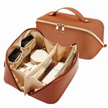 Matra Travel Makeup Bag Cosmetic Storage Leather Vanity Pouch - Brown