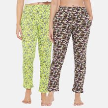 Clovia Cotton Pack of 2 Pretty Florals Pyjama - Multi-Color