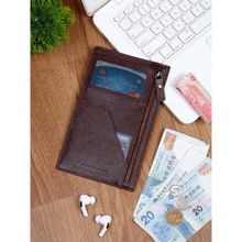 Louis Stitch Saffiano Leather Black Passport Card Slim Wallet Purse for Men