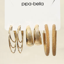 Pipa Bella by Nykaa Fashion Combo Of 3 Hoop Earrings - Gold(3)(Gold)