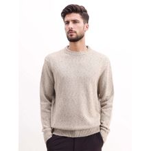 Rare Rabbit Mens Beige Acrylic Fabric Full Sleeve Printed Sweater