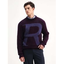 Rare Rabbit Mens Lang Purple Nylon Fabric Regular Fit Sweater