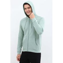 Allen Solly Men Green Hooded Neck Full Sleeves Casual Hoodie