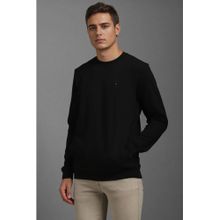 Louis Philippe Men Casual Black Textured Sweatshirt