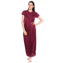 Fasense Women Satin Night Wear Sleepwear Solid Robe SR031 - Pink