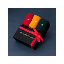 SockSoho Summer Crew Socks Giftbox, Pack Of 3 - Multi-Color (Free Size)