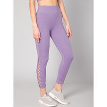 Muscle Torque Gym Yoga High Waist Side Cross Drawstring Tights Purple