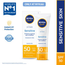 NIVEA Sun Sensitive Skin SPF 50 Sunscreen, Ultra Matte, No White Cast, Instant UV Protection