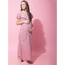 Secret Wish Womens Pink Maternity Cotton Nighty