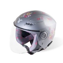 TVARRA Women Silver Blossom ISI Certified Open Face Helmet