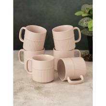 CLAY CRAFT Fine Ceramic Crimson Ivory Coffee Mug Cups For Tea & Coffee, Mug Set (Pack of 6)