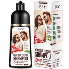 BSY Noni Hair Colour Shampoo Dark Brown Pump