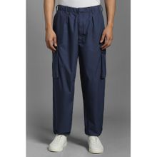 Louis Philippe Men Navy Blue Solid Casual Joggers