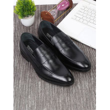 Teakwood Men Black Solid Leather Formal Slip-on Shoes