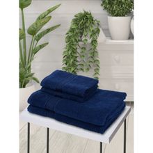 KOPA 4Pc Quick Dry 100% Cotton Soft Terry Towel -2Pc Bath, 2Pc Hand D'Ross Solid-Navy Blue