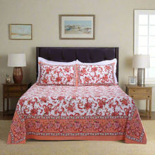 Shahenaz Rama Victoria Jaal Orange Cotton Bedsheet with 2 Pillow Covers (Queen)