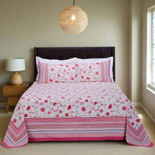 Shahenaz Suhana Kashish Vine Pink Cotton Luxury Bedsheet with 2 Pillow Covers (King)