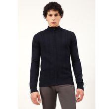 HARSAM Men Navy Solid Sweater