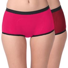 Adira Periods Panty Modal Boxer For Women Fit Pack Of - 2 - Fuschia & Maroon