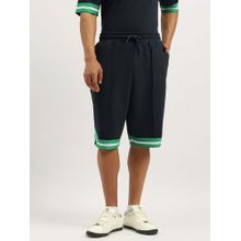 United Colors of Benetton Navy Blue Solid Oversized Fit Shorts