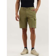 United Colors of Benetton Green Solid Comfort Fit Cargo Shorts