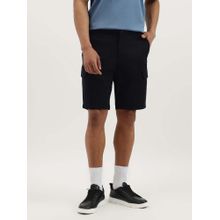 United Colors of Benetton Black Solid Comfort Fit Cargo Shorts