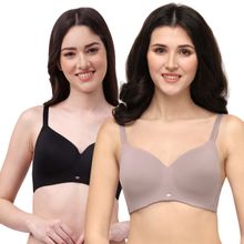 SOIE Full Coverage Polyamide Spandex Padded Non Wired Ultra Soft Bra (Pack of 2)