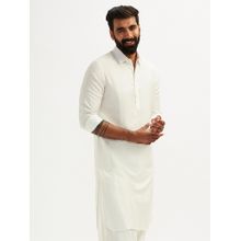 Vastramay Mens White Viscose Traditional Pathani Kurta