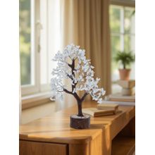 Golden Peacock Off White Handcrafted Agate Stone Tree Showpiece