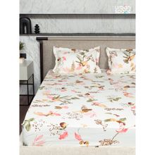 Urban Space Serene 200 TC Cotton Bedsheets For King Fitted Bed Cherry Blossom-Peach