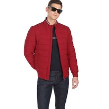 Arrow Sports Men Red Solid Quilted High Neck Bomber Jackets