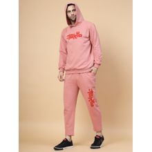 RIGO Men Pink Oversized Printed Fleece Co-ords (Set of 2)