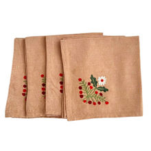 Belleven Berry Vine Crewel Embroidery Napkins (Set Of 4)