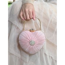 Odette Ruched Pink Heart Clutch Bag