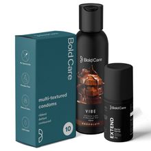Bold Care Complete Sex Pack (Multi-textured Condoms + Last Long Spray + Chocolate Lubricant)