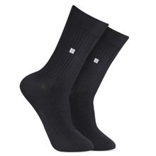 Bonjour Cosmic Ribbed Formal Socks - Black